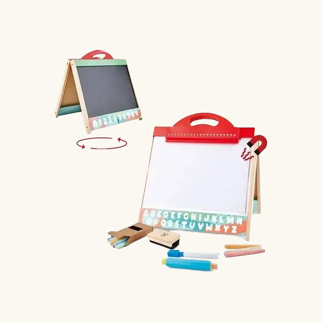 Folding Double-Sided Tabletop Blackboard & Whiteboard